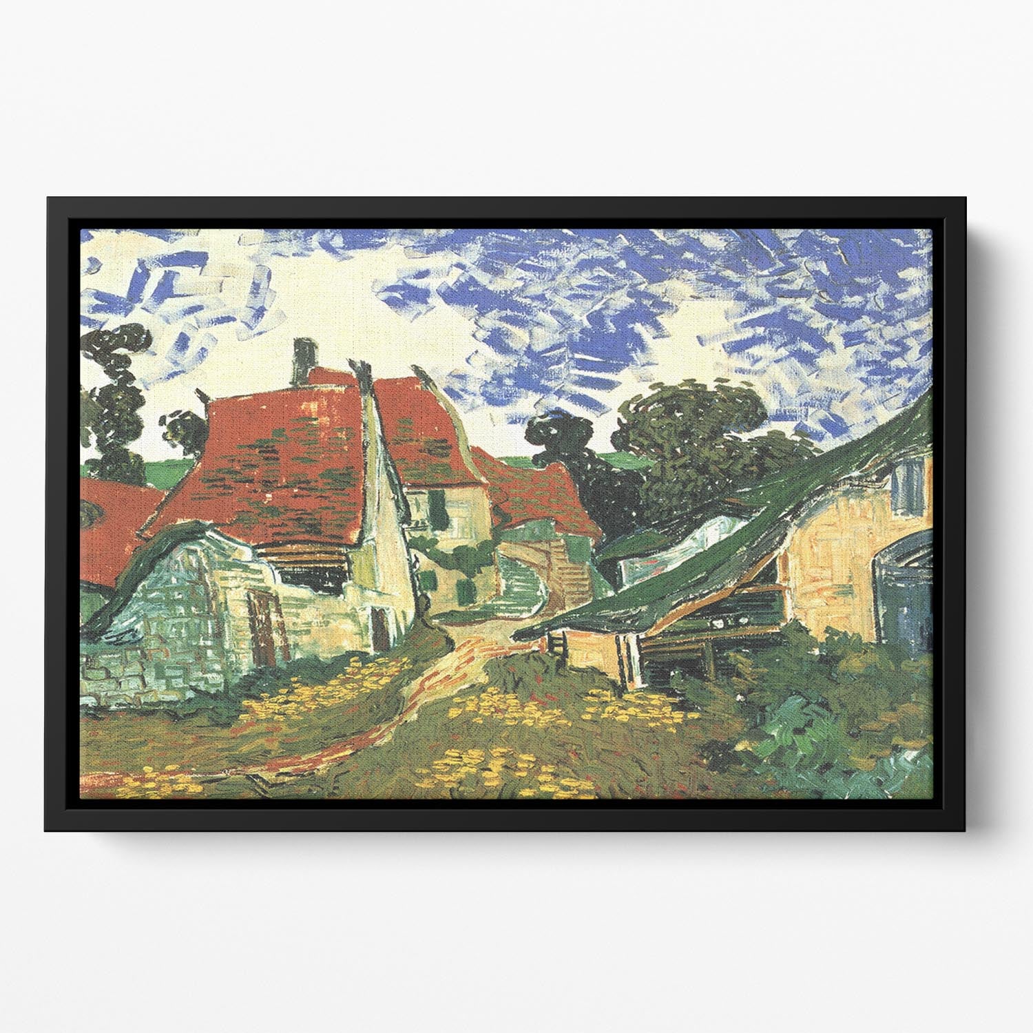 Villages Street in Auvers by Van Gogh Floating Framed Canvas