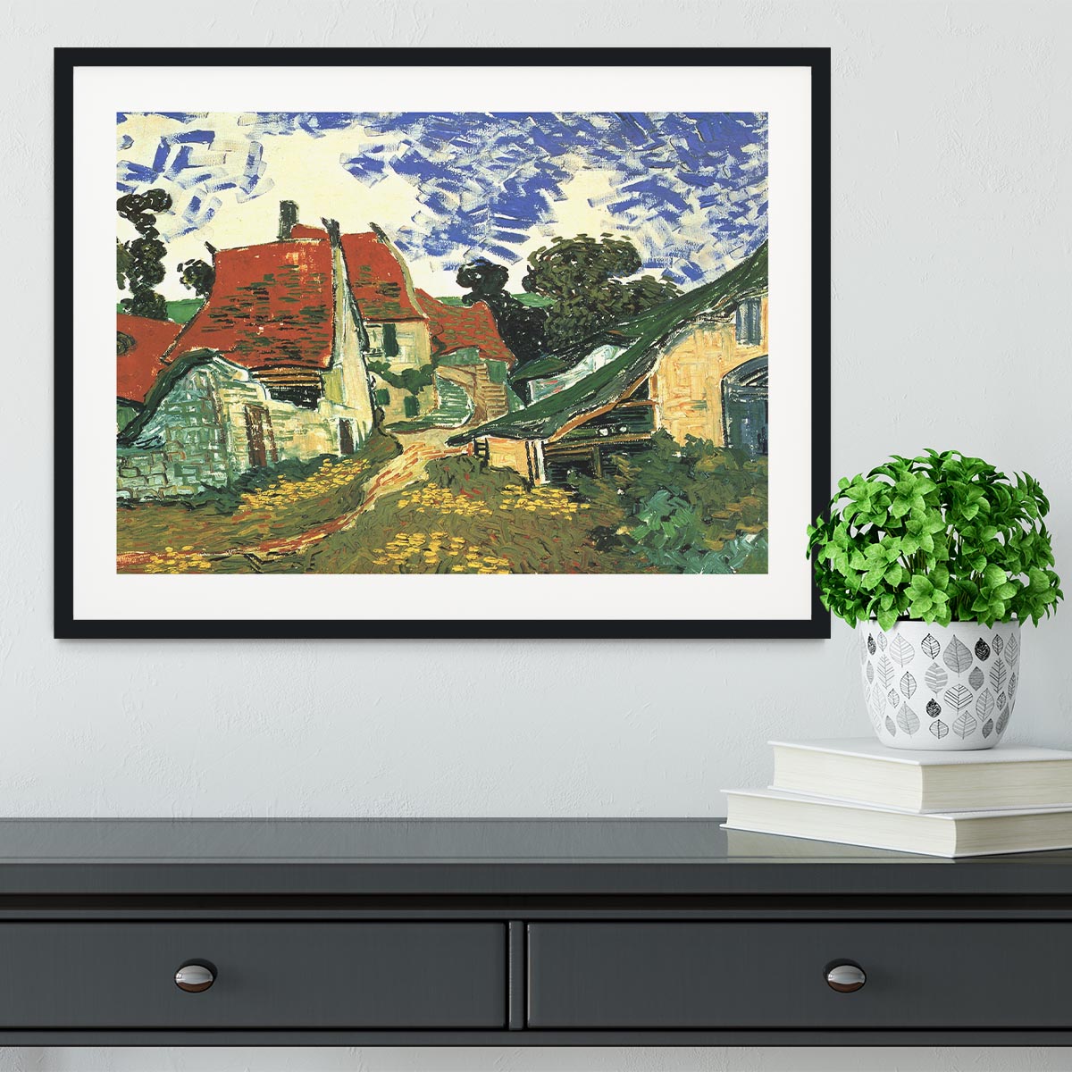 Villages Street in Auvers by Van Gogh Framed Print - Canvas Art Rocks - 1