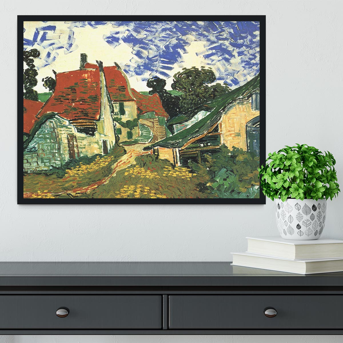 Villages Street in Auvers by Van Gogh Framed Print - Canvas Art Rocks - 2