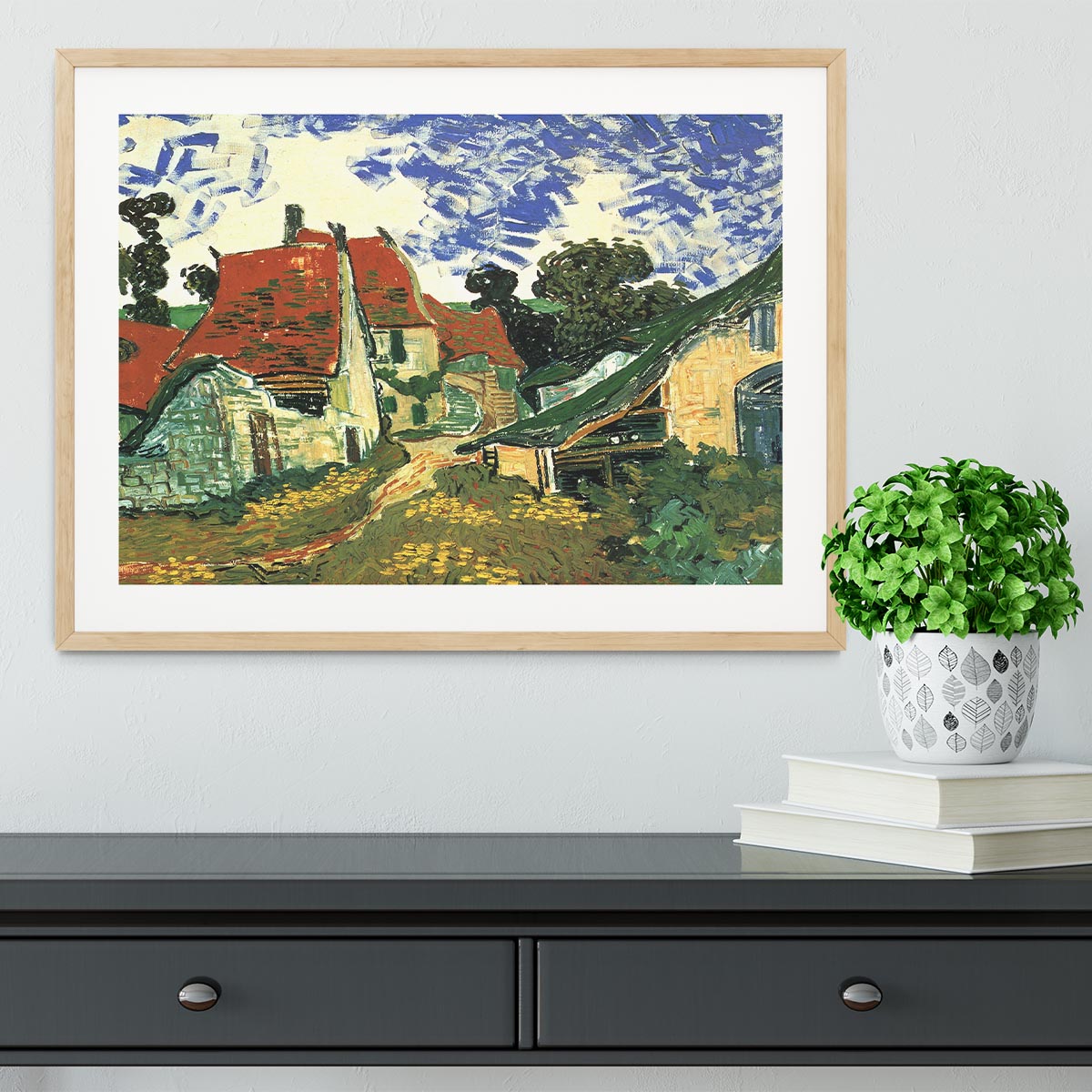 Villages Street in Auvers by Van Gogh Framed Print - Canvas Art Rocks - 3