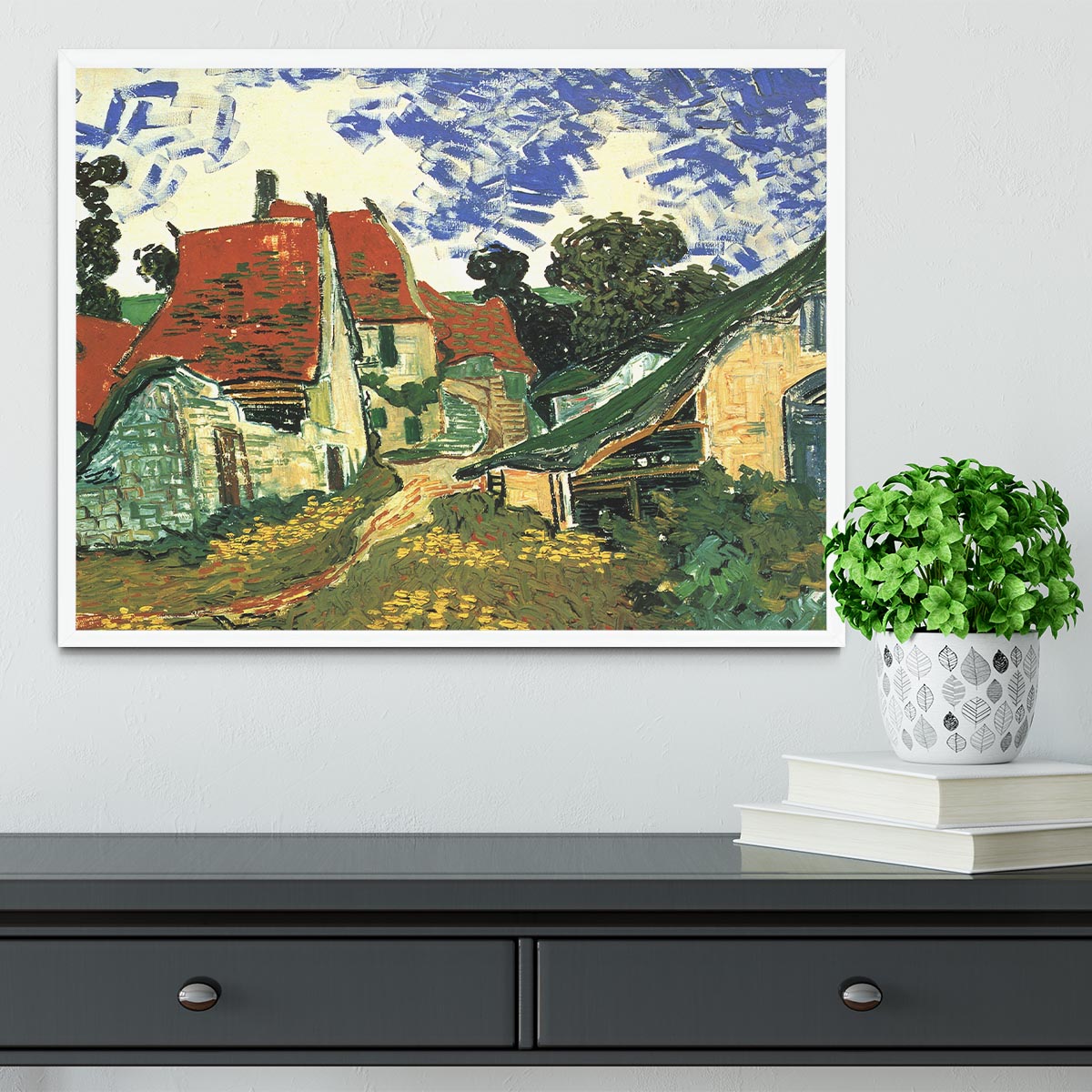 Villages Street in Auvers by Van Gogh Framed Print - Canvas Art Rocks -6