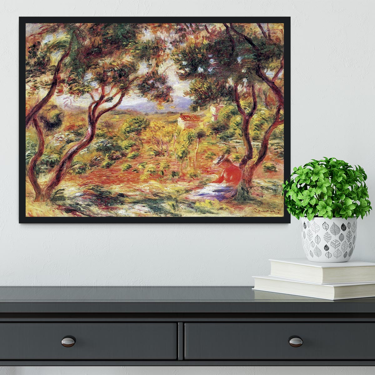 Vines at Cagnes by Renoir Framed Print - Canvas Art Rocks - 2