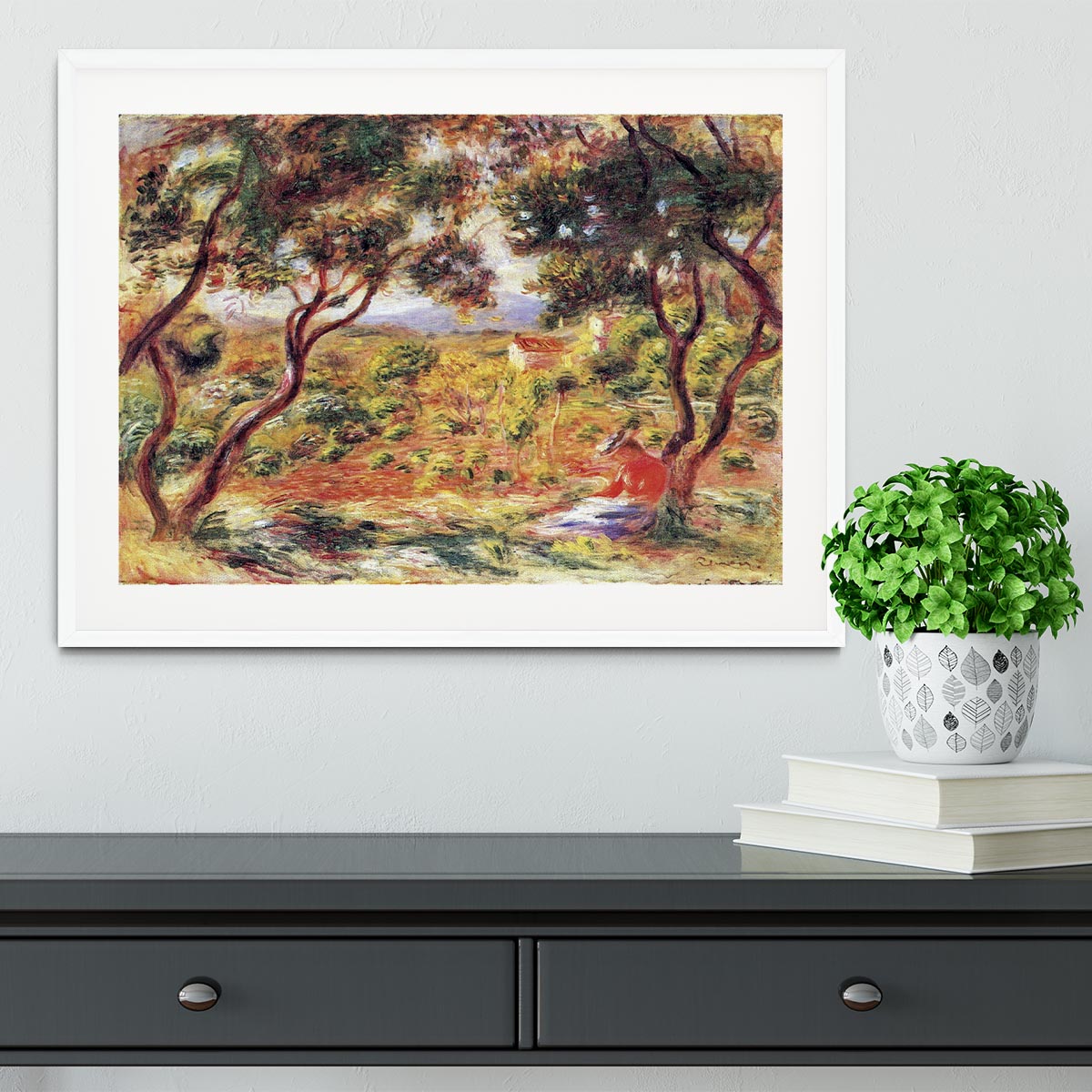 Vines at Cagnes by Renoir Framed Print - Canvas Art Rocks - 5