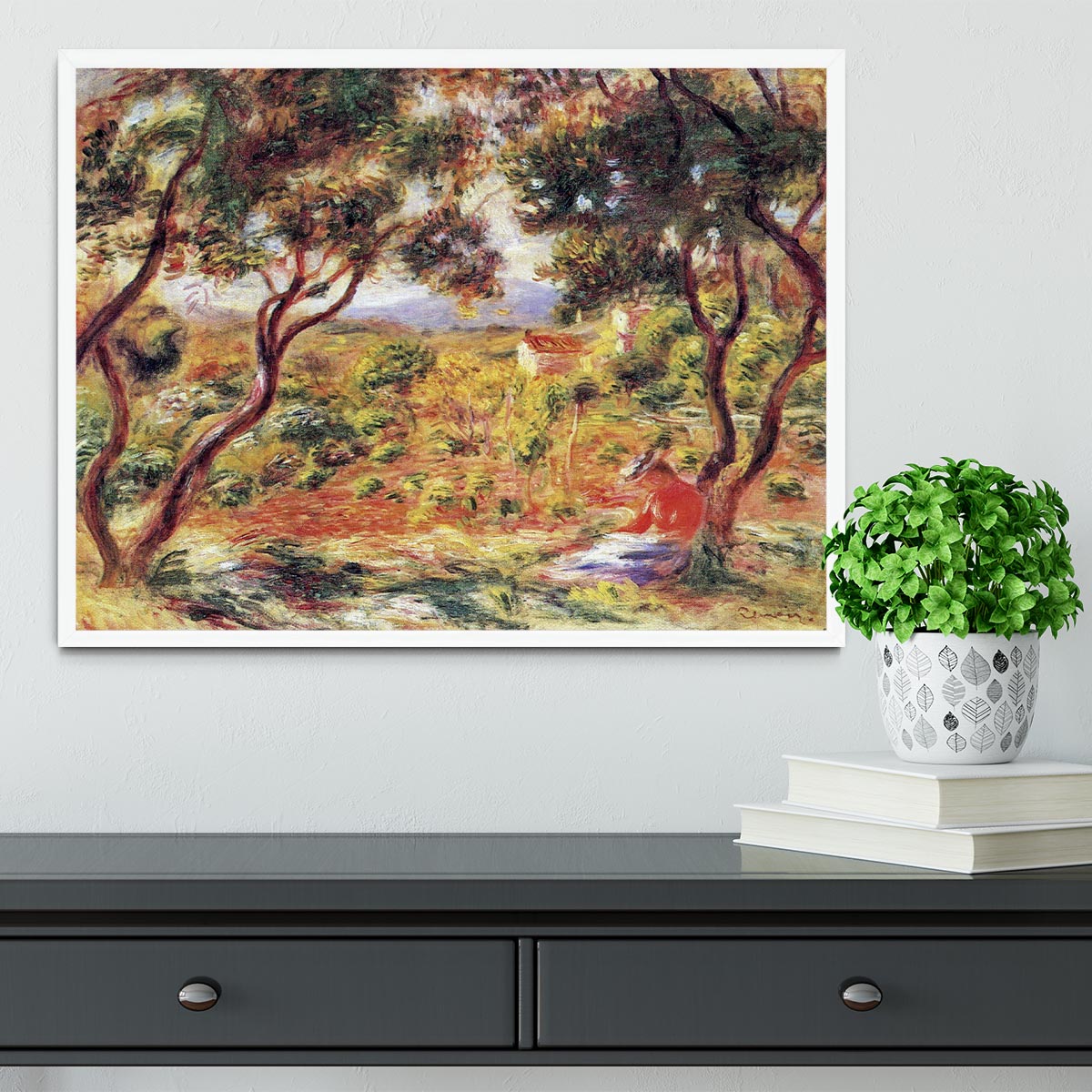 Vines at Cagnes by Renoir Framed Print - Canvas Art Rocks -6