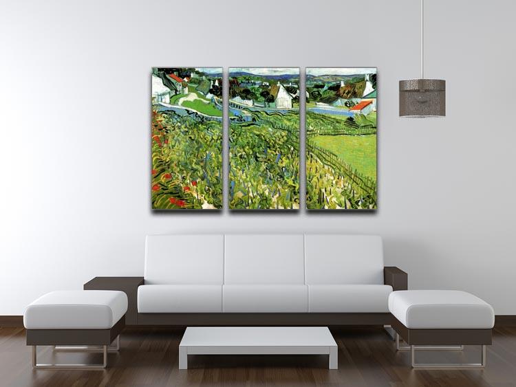 Vineyards with a View of Auvers by Van Gogh 3 Split Panel Canvas Print - Canvas Art Rocks - 4