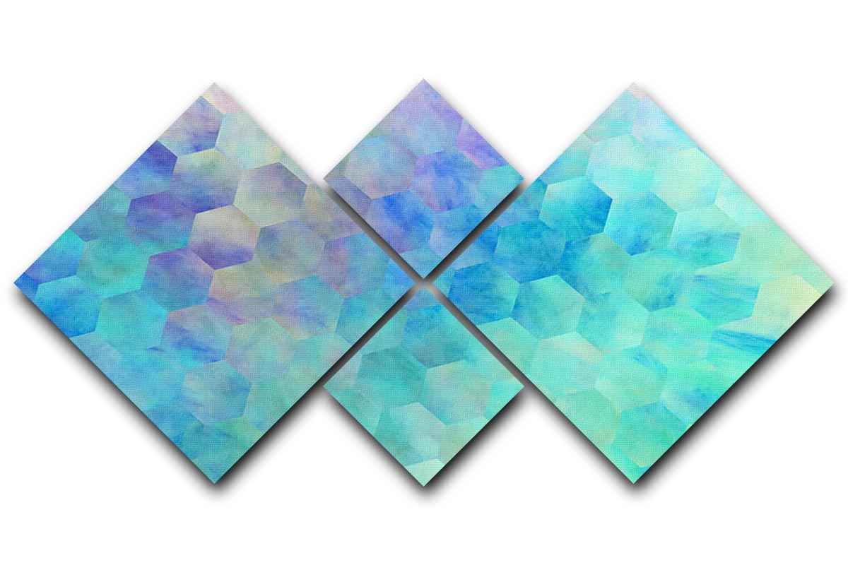 Violet and Blue Hexagons 4 Square Multi Panel Canvas - Canvas Art Rocks - 1
