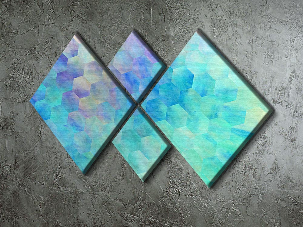 Violet and Blue Hexagons 4 Square Multi Panel Canvas - Canvas Art Rocks - 2