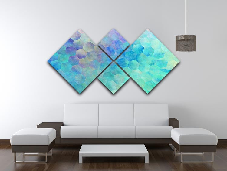 Violet and Blue Hexagons 4 Square Multi Panel Canvas - Canvas Art Rocks - 3