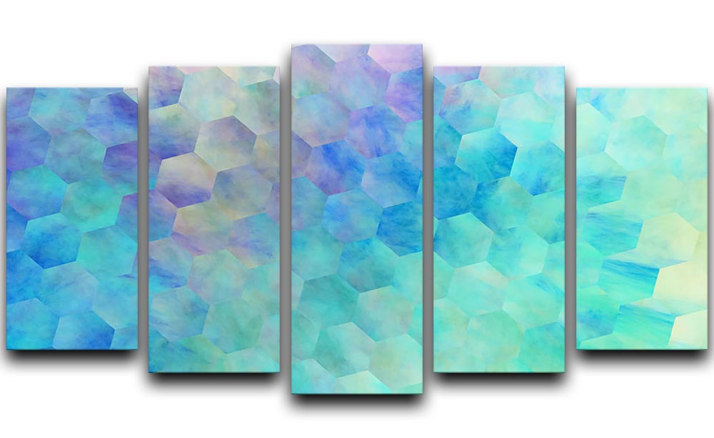 Violet and Blue Hexagons 5 Split Panel Canvas - Canvas Art Rocks - 1
