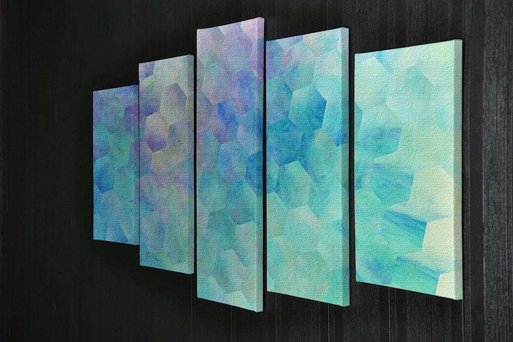 Violet and Blue Hexagons 5 Split Panel Canvas - Canvas Art Rocks - 2