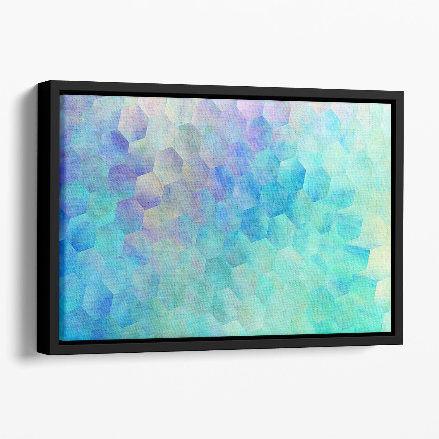 Violet and Blue Hexagons Floating Framed Canvas - Canvas Art Rocks - 1