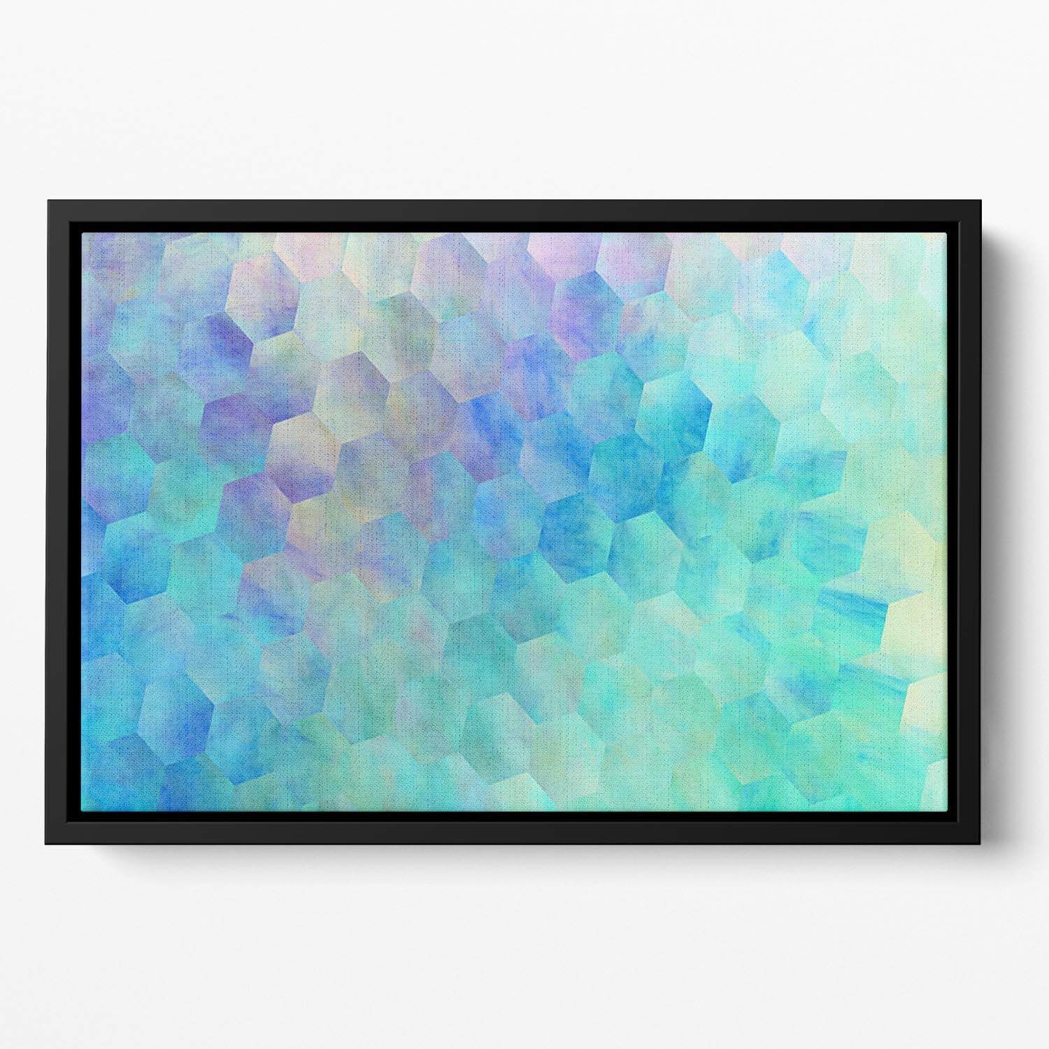 Violet and Blue Hexagons Floating Framed Canvas - Canvas Art Rocks - 2