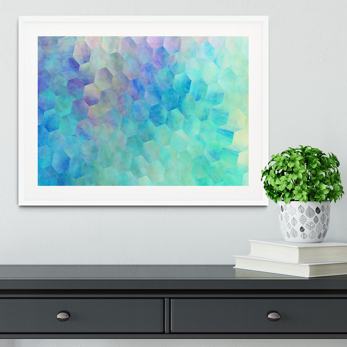Violet and Blue Hexagons Framed Print - Canvas Art Rocks - 5
