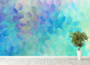 Violet and Blue Hexagons Wall Mural Wallpaper - Canvas Art Rocks - 4