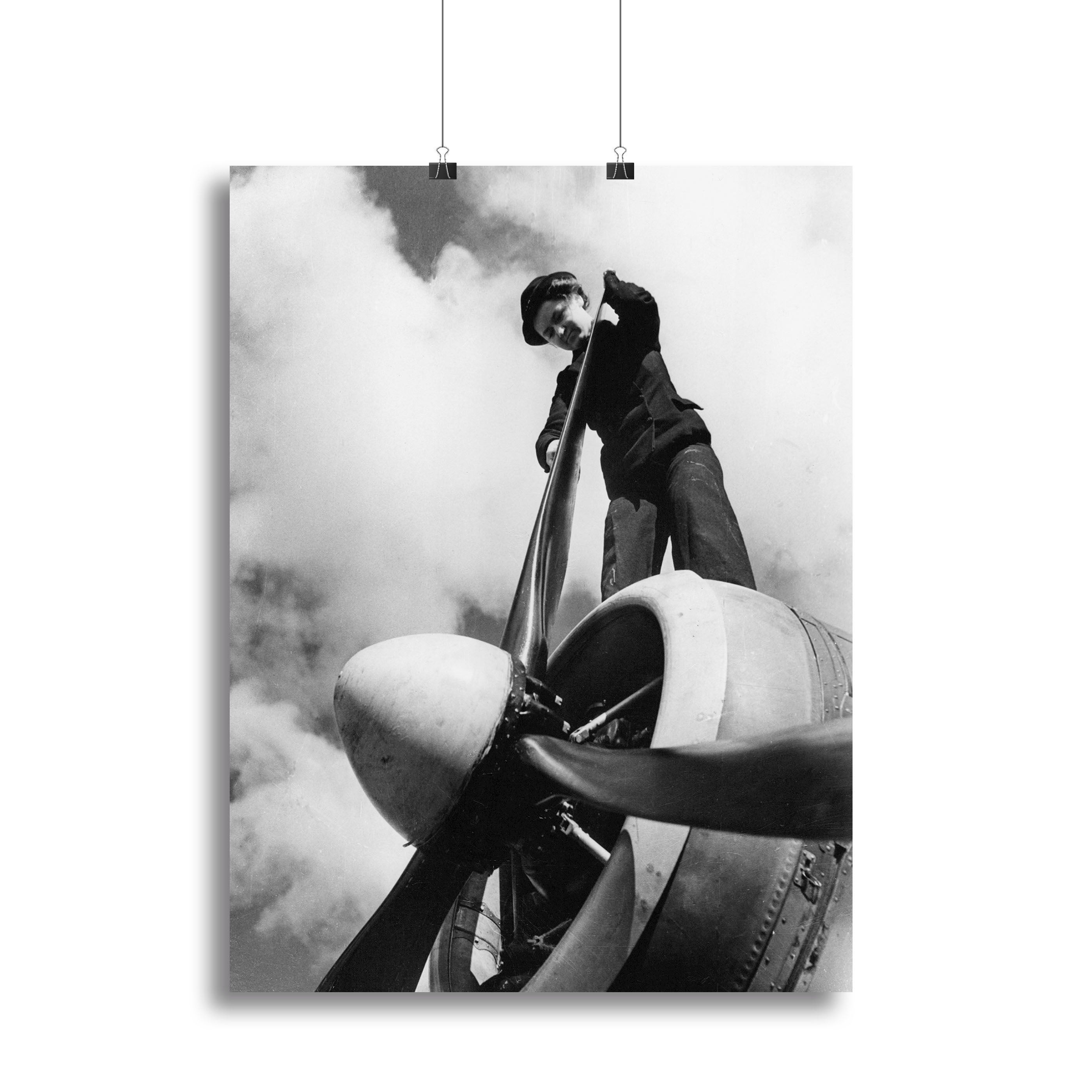 WW2 Oiling the propeller blade Canvas Print or Poster - Canvas Art Rocks - 2