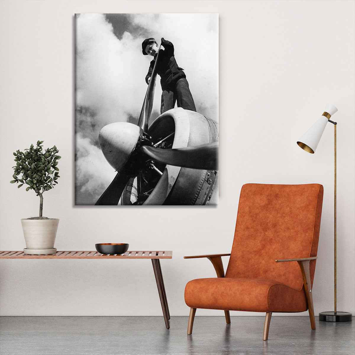 WW2 Oiling the propeller blade Canvas Print or Poster - Canvas Art Rocks - 6