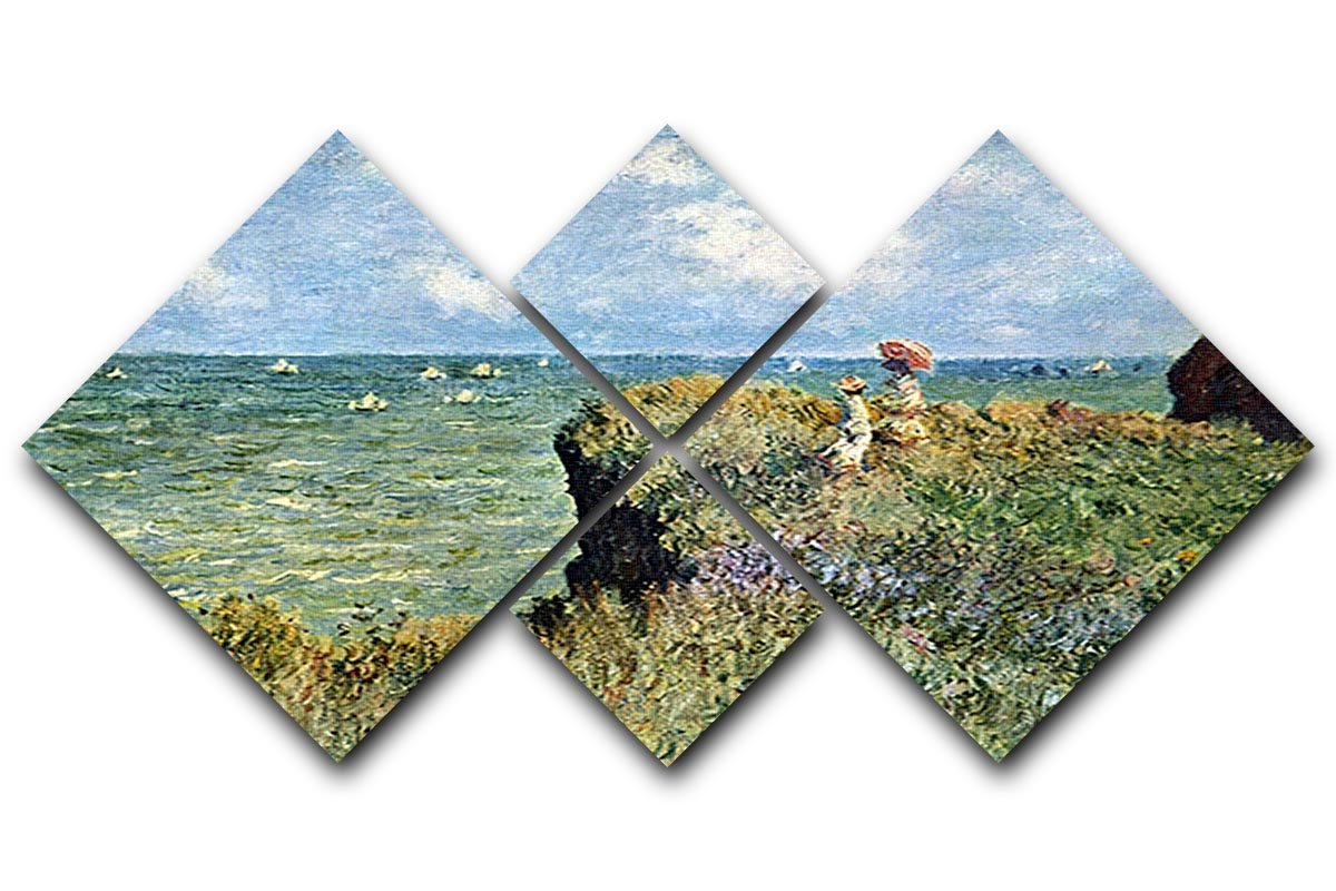 Walk on the cliffs by Monet 4 Square Multi Panel Canvas  - Canvas Art Rocks - 1