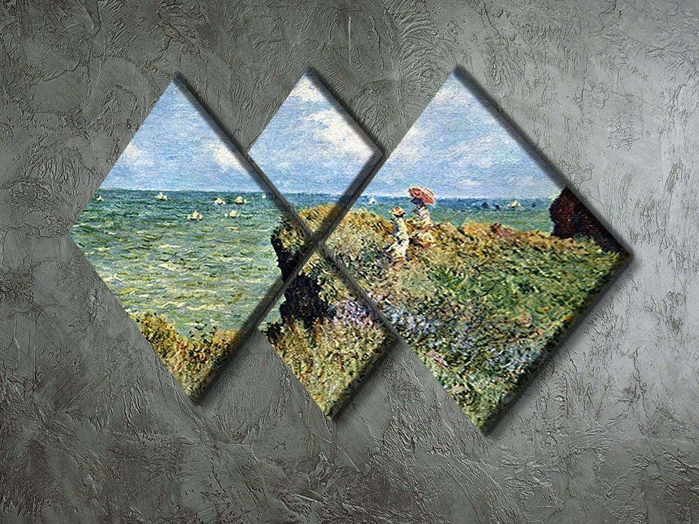 Walk on the cliffs by Monet 4 Square Multi Panel Canvas - Canvas Art Rocks - 2