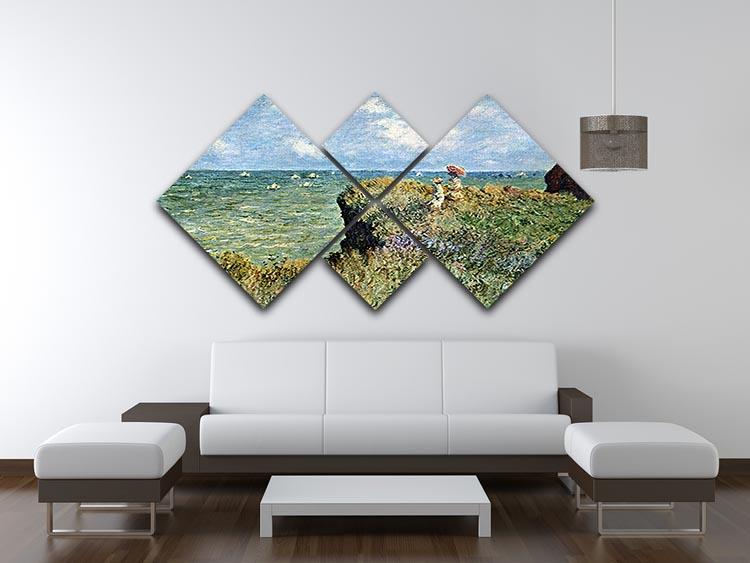 Walk on the cliffs by Monet 4 Square Multi Panel Canvas - Canvas Art Rocks - 3