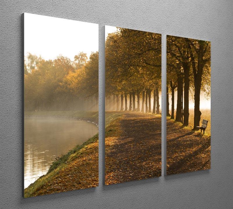 Walkway at the canal in morning 3 Split Panel Canvas Print - Canvas Art Rocks - 2