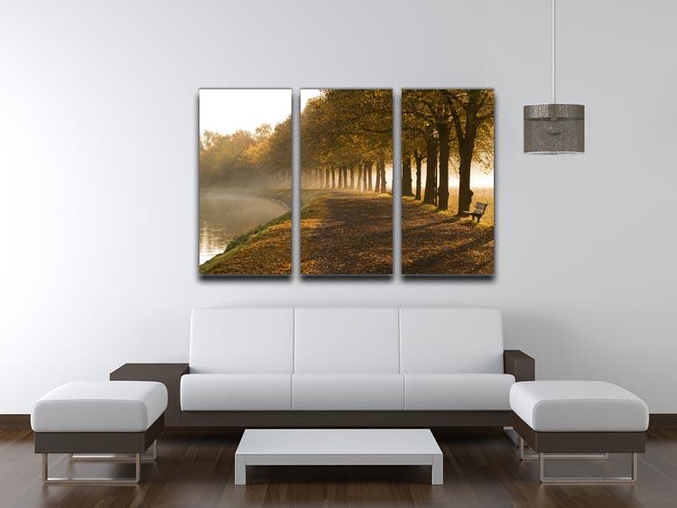 Walkway at the canal in morning 3 Split Panel Canvas Print - Canvas Art Rocks - 3
