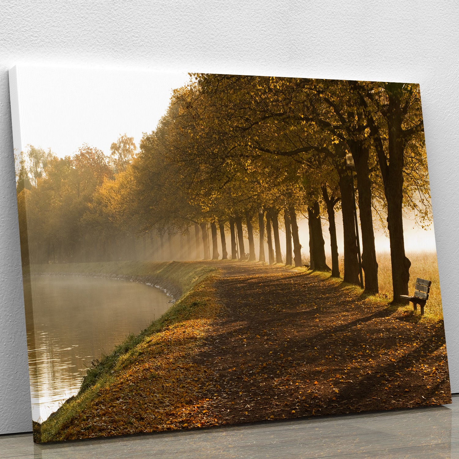 Walkway at the canal in morning Canvas Print or Poster - Canvas Art Rocks - 1