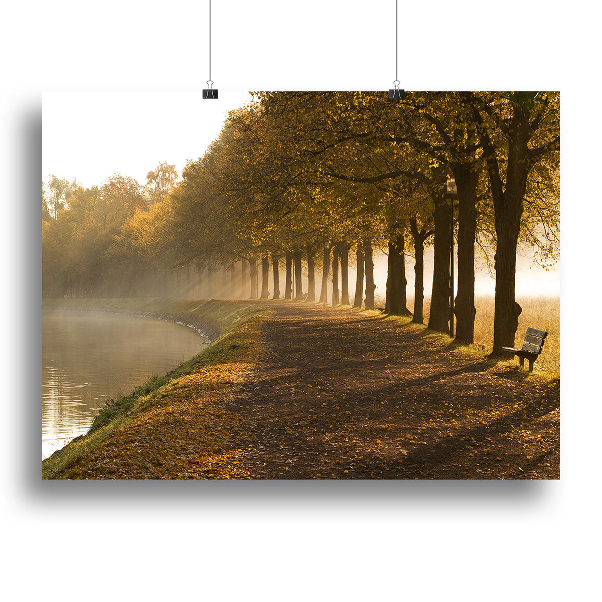 Walkway at the canal in morning Canvas Print or Poster - Canvas Art Rocks - 2