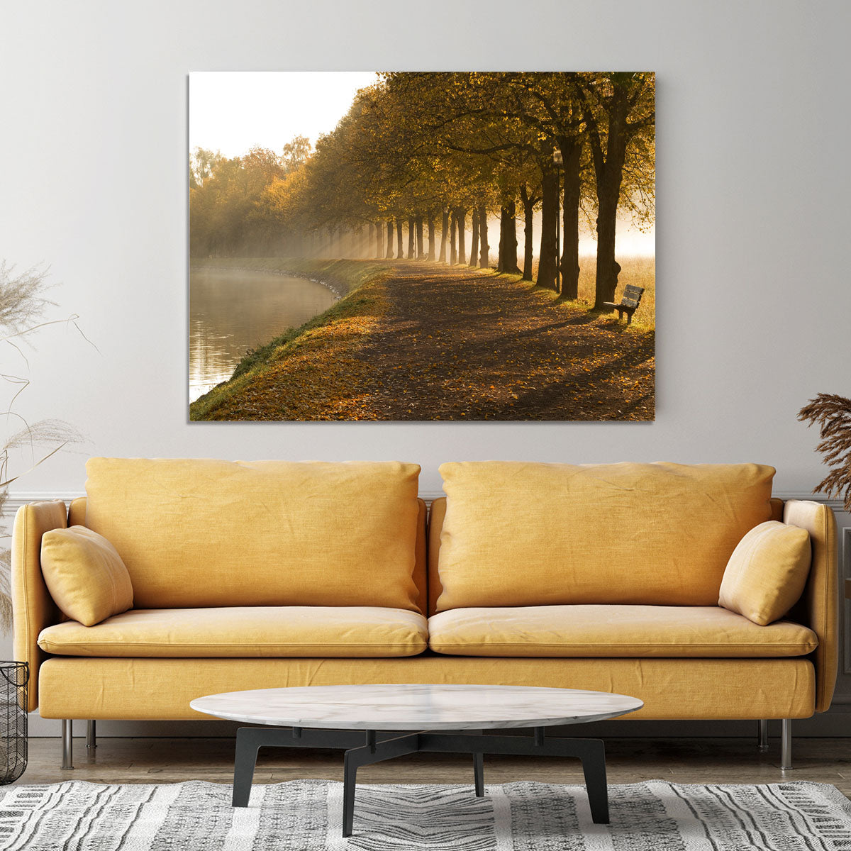 Walkway at the canal in morning Canvas Print or Poster - Canvas Art Rocks - 4