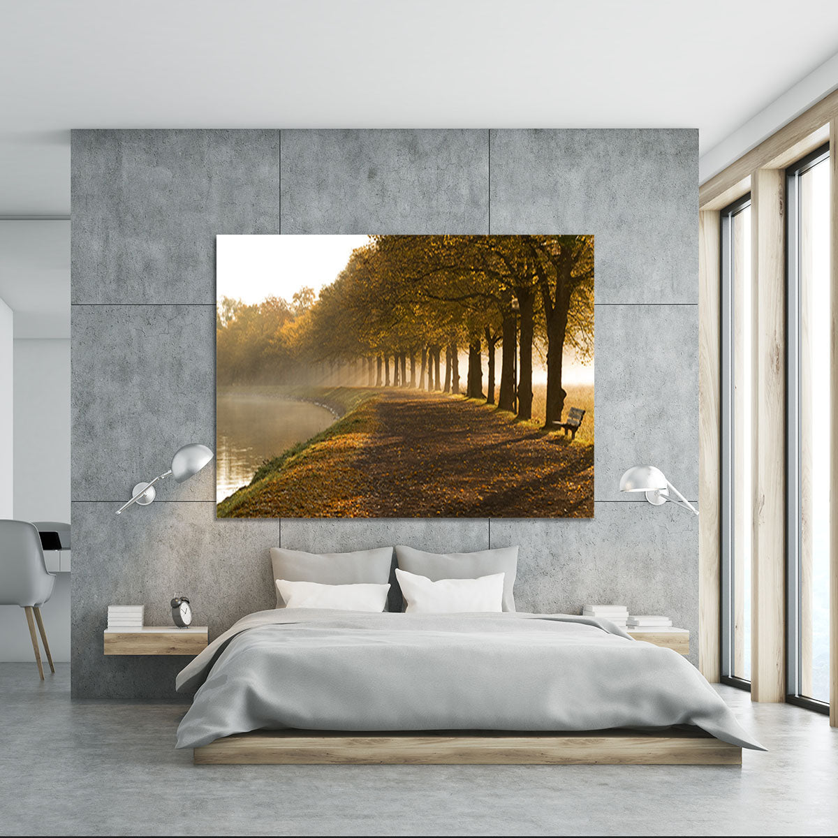 Walkway at the canal in morning Canvas Print or Poster - Canvas Art Rocks - 5