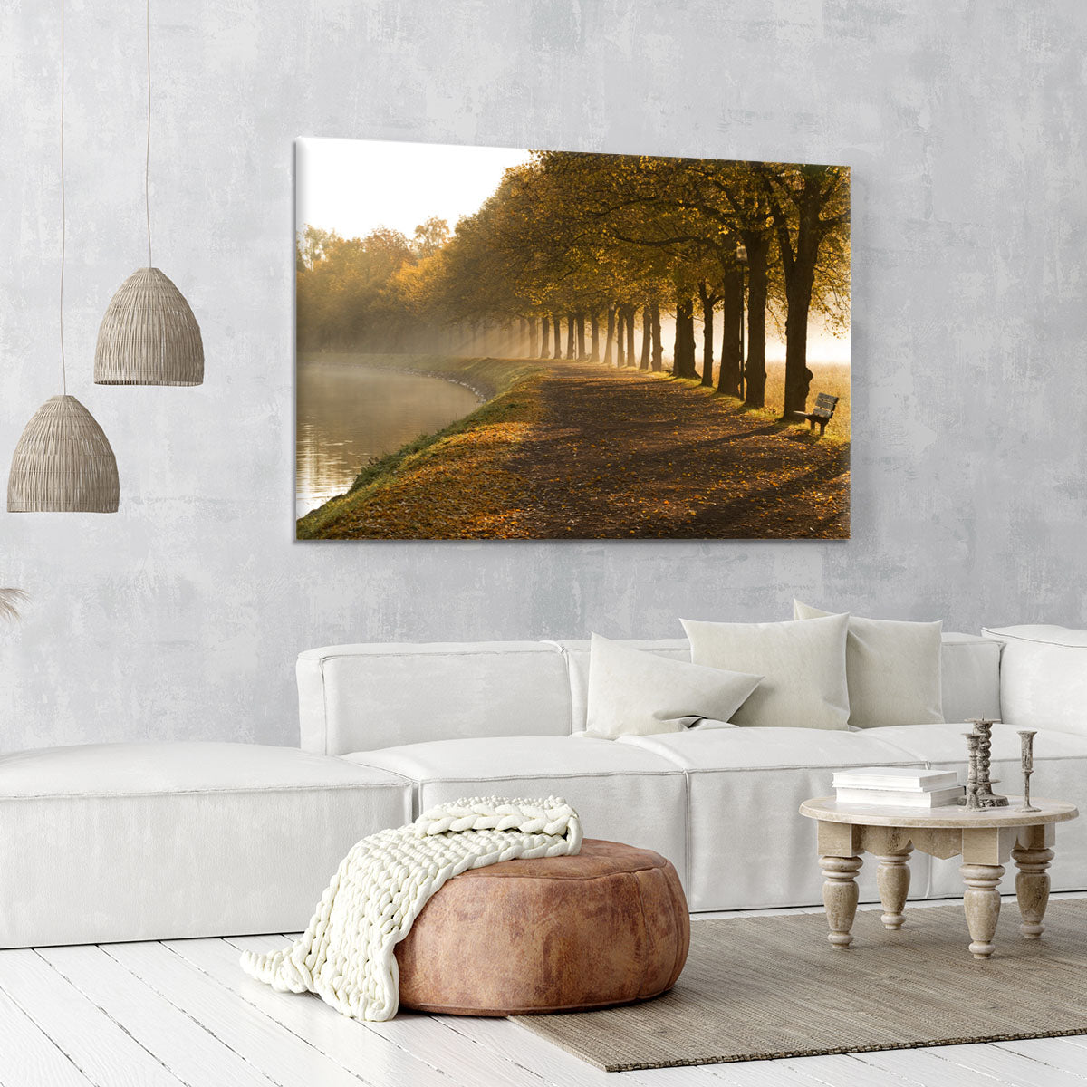 Walkway at the canal in morning Canvas Print or Poster - Canvas Art Rocks - 6