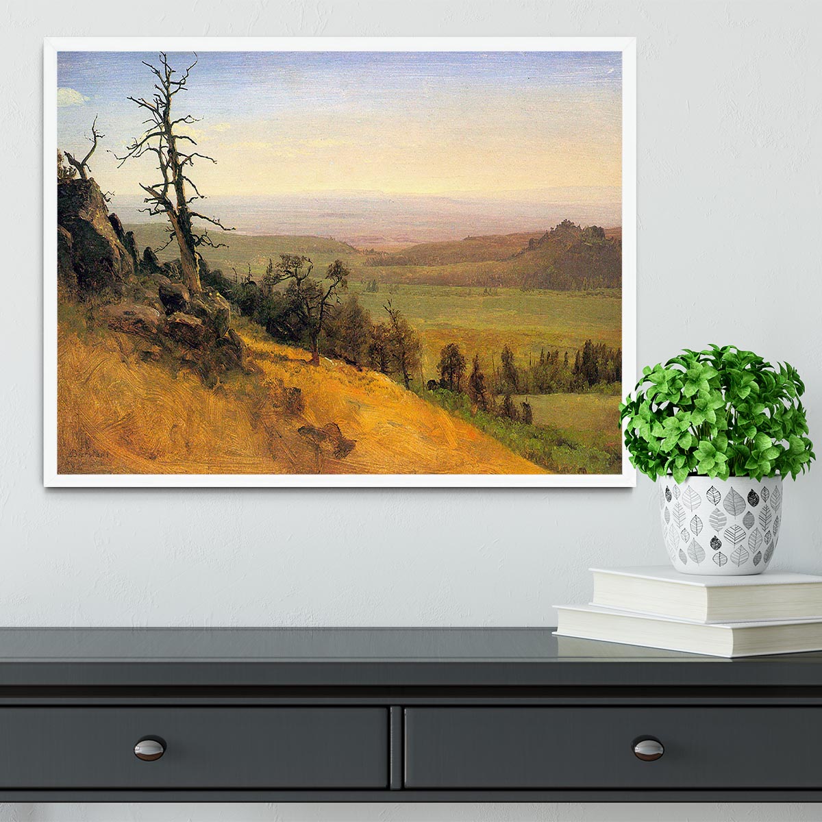 Wasatch Mountains Nebraska by Bierstadt Framed Print - Canvas Art Rocks -6