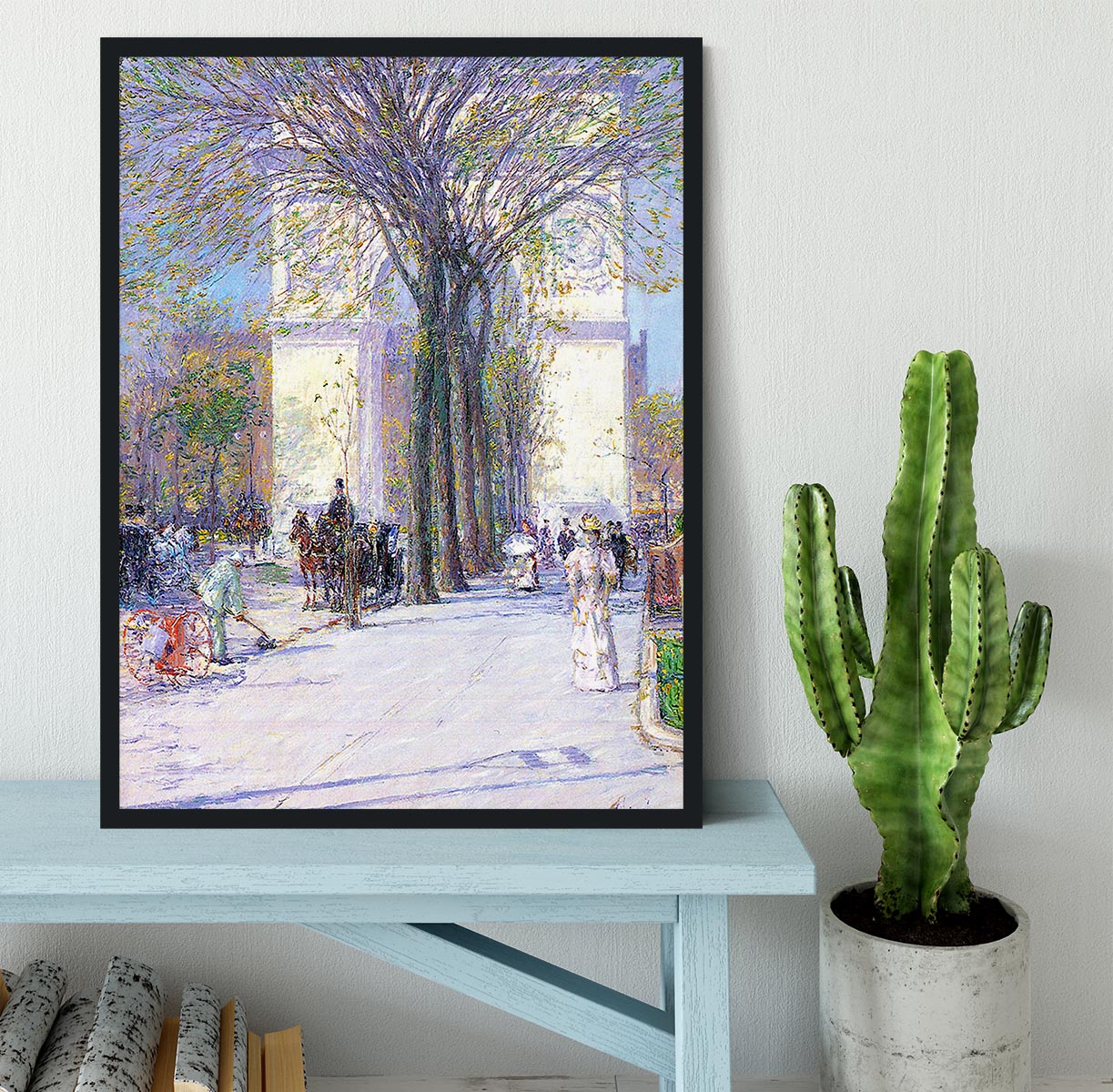 Washington triumphal arch in spring by Hassam Framed Print - Canvas Art Rocks - 2