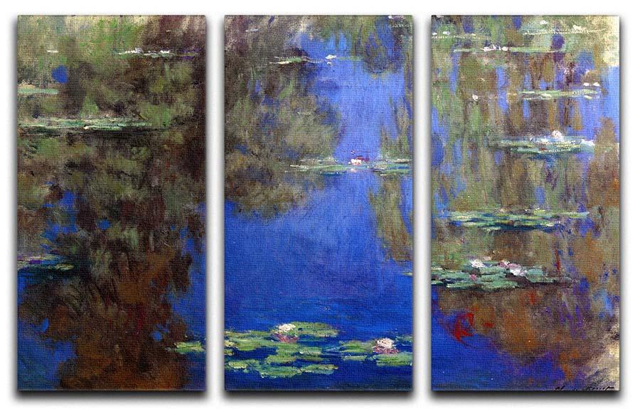 Water Lilies 6 By Manet 3 Split Panel Canvas Print - Canvas Art Rocks - 1