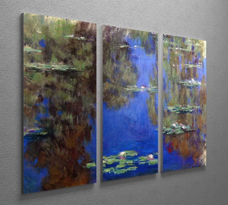 Water Lilies 6 By Manet 3 Split Panel Canvas Print - Canvas Art Rocks - 2