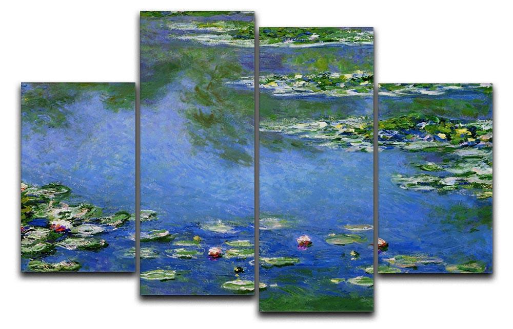 Water Lilies by Monet 4 Split Panel Canvas  - Canvas Art Rocks - 1