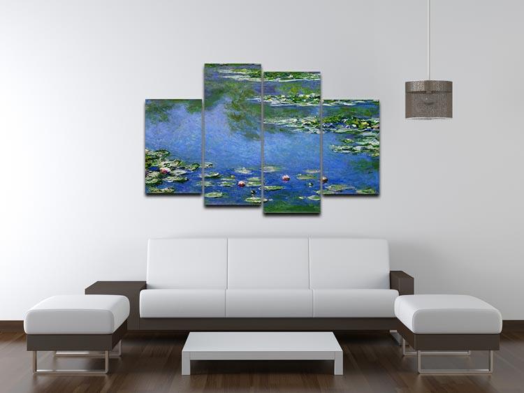 Water Lilies by Monet 4 Split Panel Canvas - Canvas Art Rocks - 3