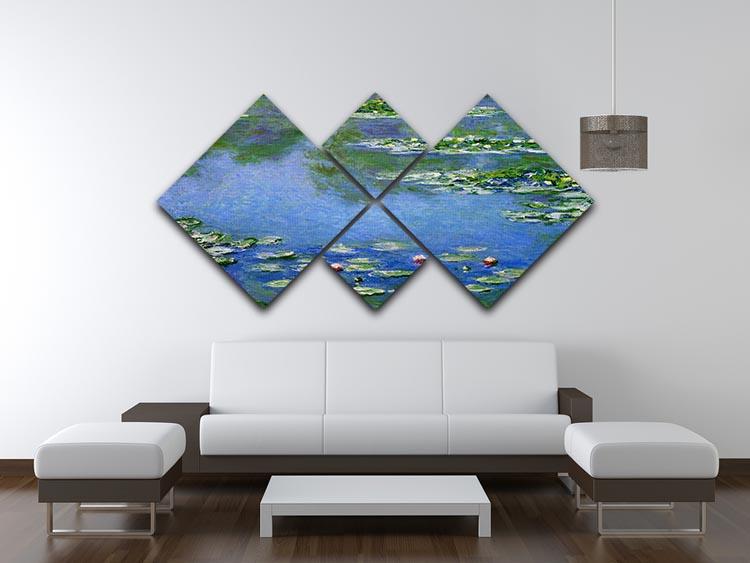 Water Lilies by Monet 4 Square Multi Panel Canvas - Canvas Art Rocks - 3