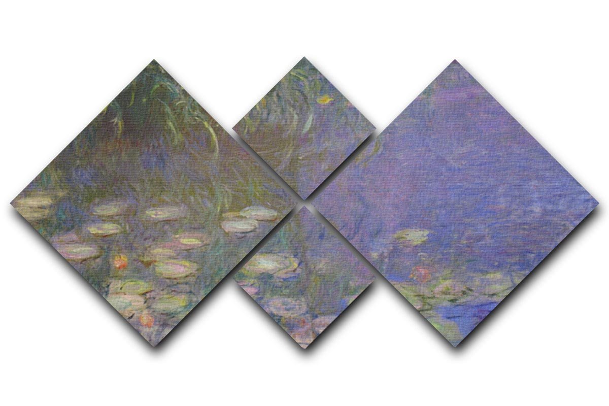 Water Lillies 13 by Monet 4 Square Multi Panel Canvas  - Canvas Art Rocks - 1