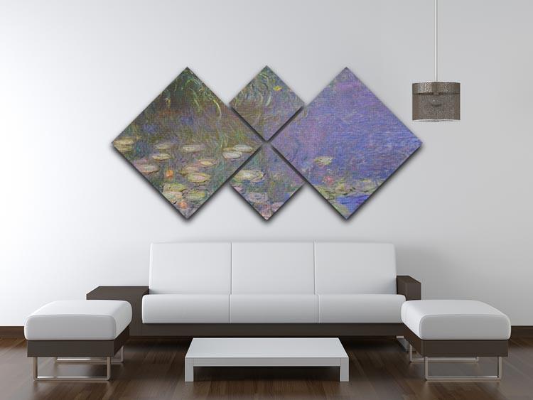 Water Lillies 13 by Monet 4 Square Multi Panel Canvas - Canvas Art Rocks - 3