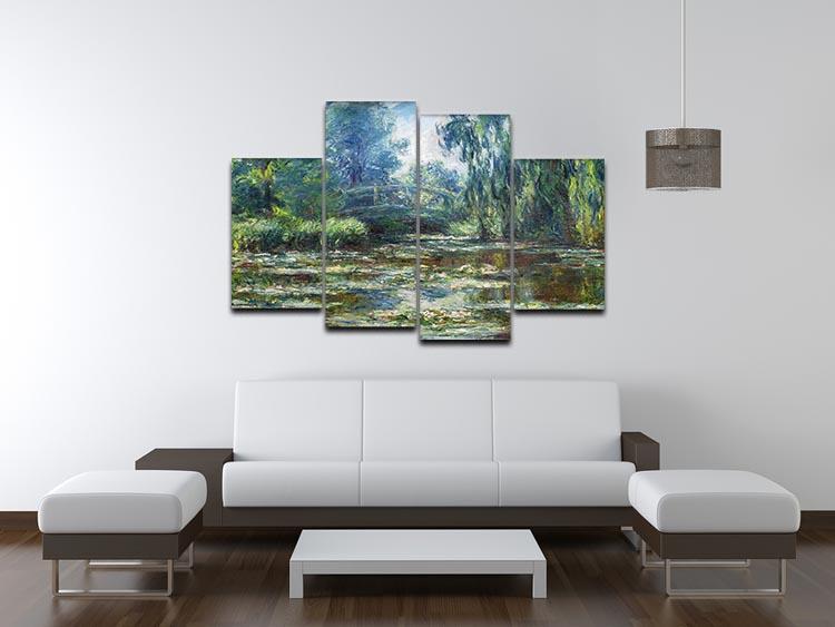 Water Lillies in Monets Garden by Monet 4 Split Panel Canvas - Canvas Art Rocks - 3