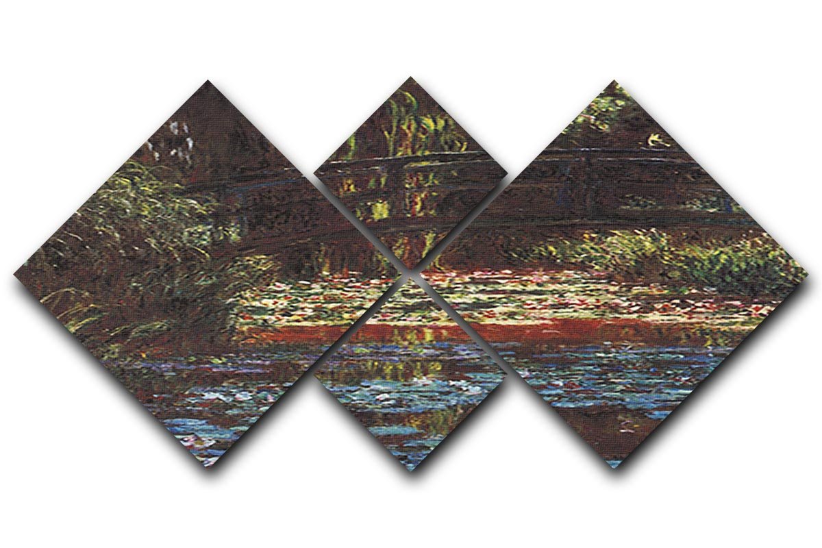 Water Lily Pond 1 by Monet 4 Square Multi Panel Canvas  - Canvas Art Rocks - 1