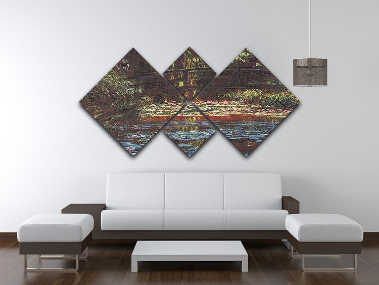 Water Lily Pond 1 by Monet 4 Square Multi Panel Canvas - Canvas Art Rocks - 3