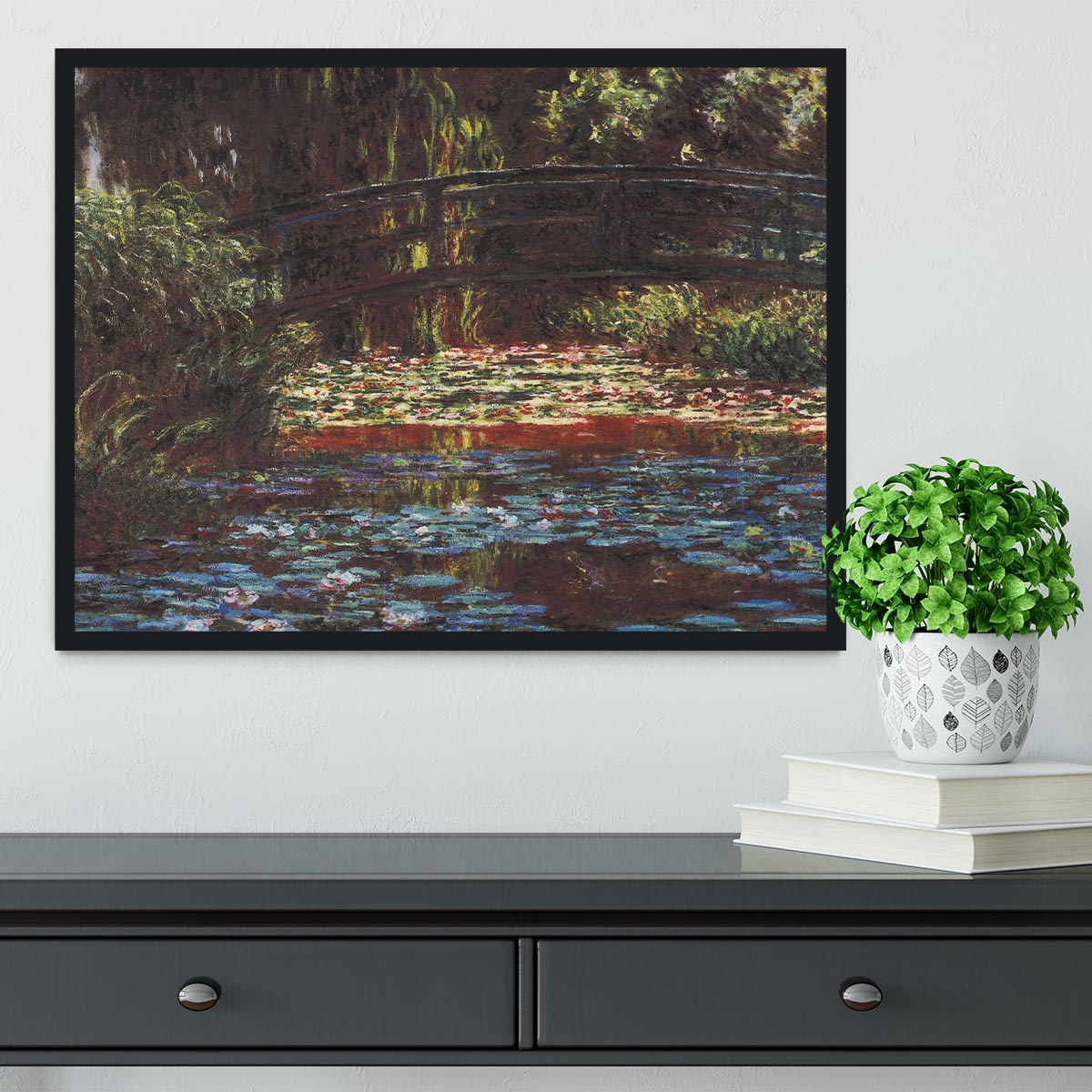 Water Lily Pond 1 by Monet Framed Print - Canvas Art Rocks - 2