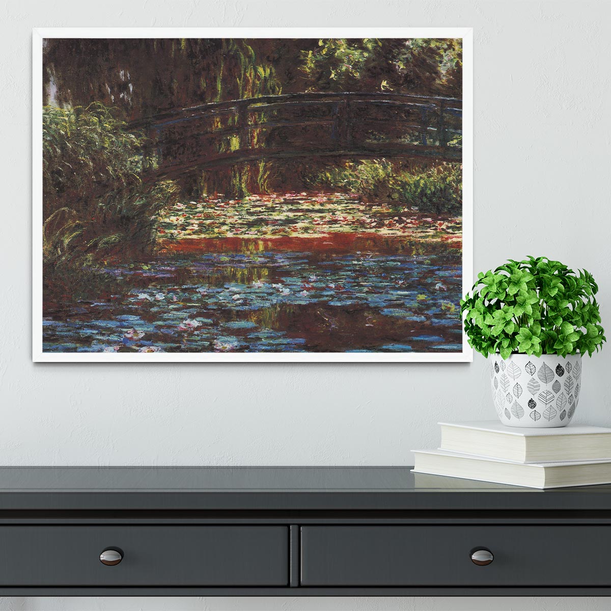 Water Lily Pond 1 by Monet Framed Print - Canvas Art Rocks -6