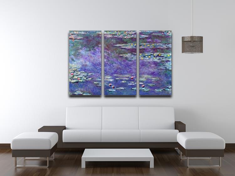 Water Lily Pond 3 by Monet Split Panel Canvas Print - Canvas Art Rocks - 4