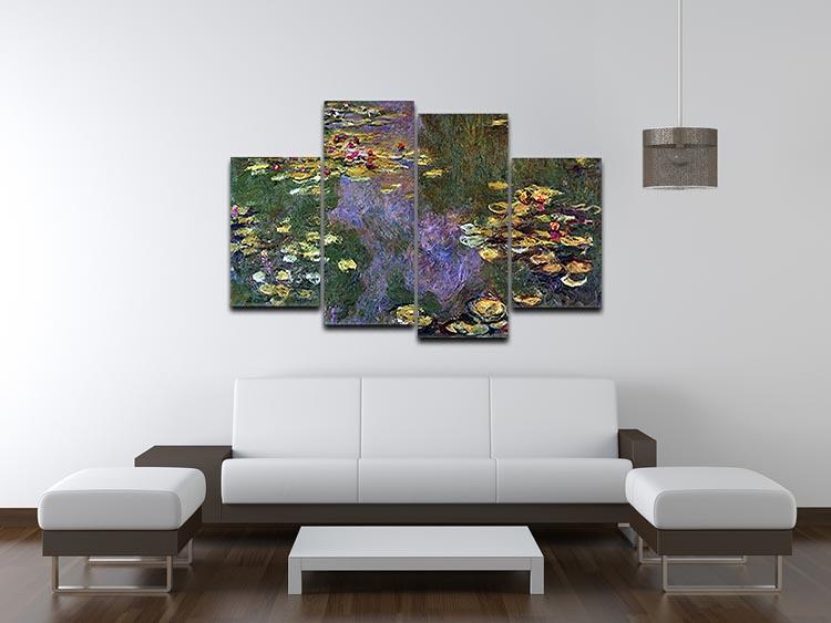 Water Lily Pond Giverny by Monet 4 Split Panel Canvas - Canvas Art Rocks - 3
