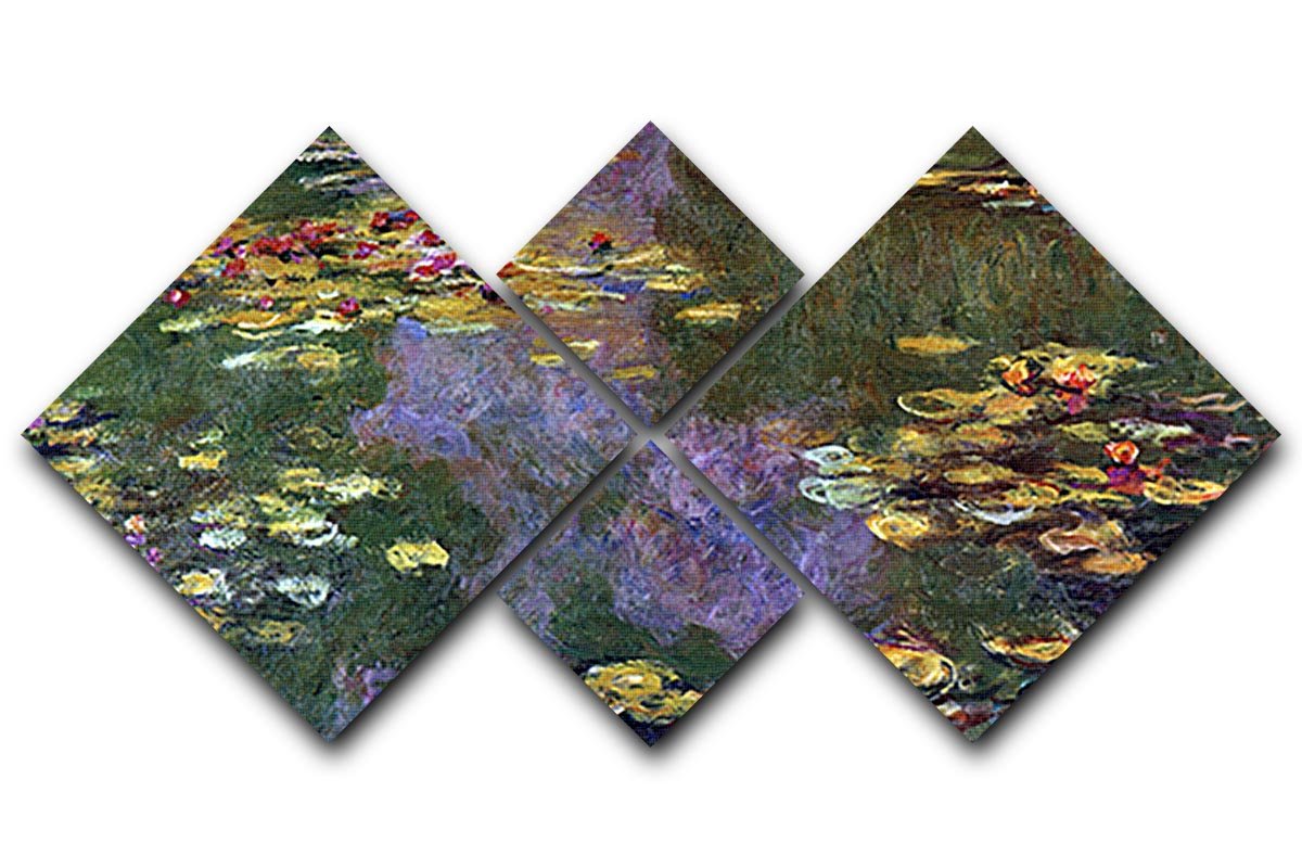 Water Lily Pond Giverny by Monet 4 Square Multi Panel Canvas  - Canvas Art Rocks - 1