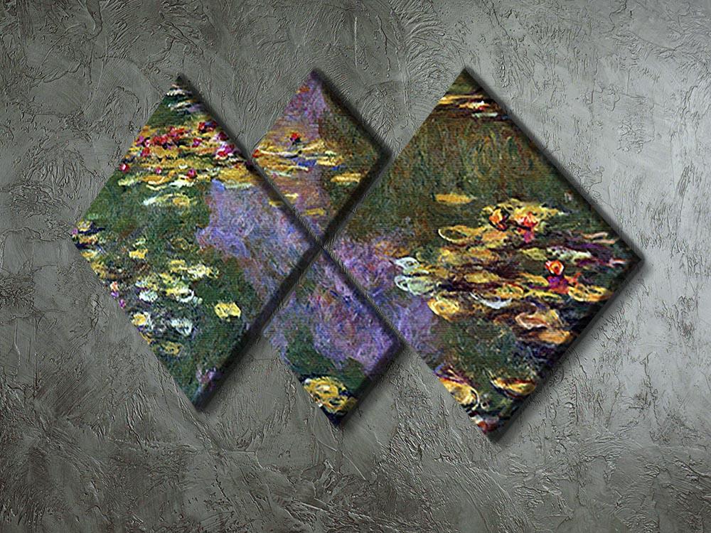 Water Lily Pond Giverny by Monet 4 Square Multi Panel Canvas - Canvas Art Rocks - 2