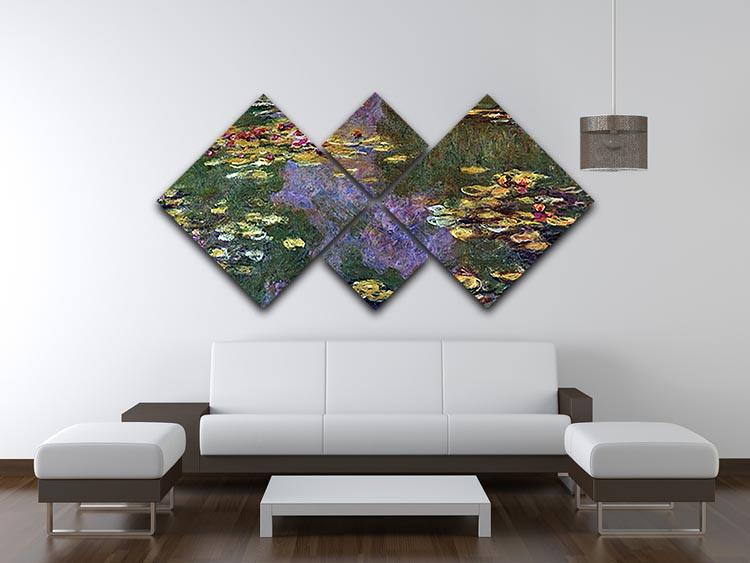 Water Lily Pond Giverny by Monet 4 Square Multi Panel Canvas - Canvas Art Rocks - 3