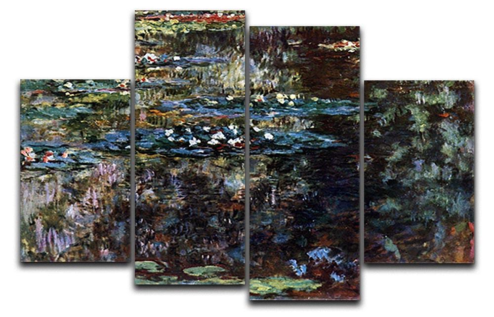 Water garden at Giverny by Monet 4 Split Panel Canvas  - Canvas Art Rocks - 1